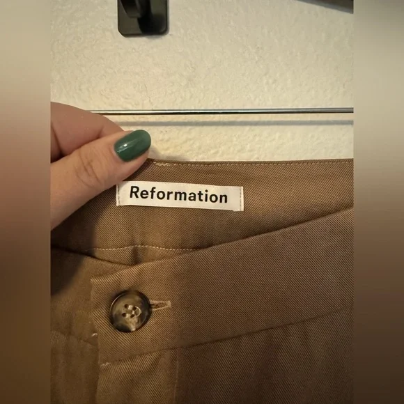 NEW Reformation Mason Pants Mushroom Brown Slack Size 24 3X Plus Slacks NWT - Picture 7 of 11